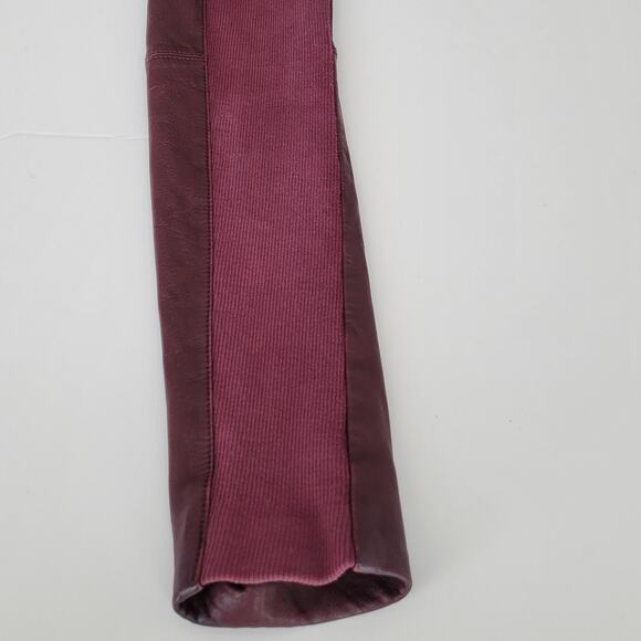 VEDA 100% Lamb Leather Cropped Moto Jacket Size M Burgundy Edgy Indie Rebel Chic - Picture 6 of 13